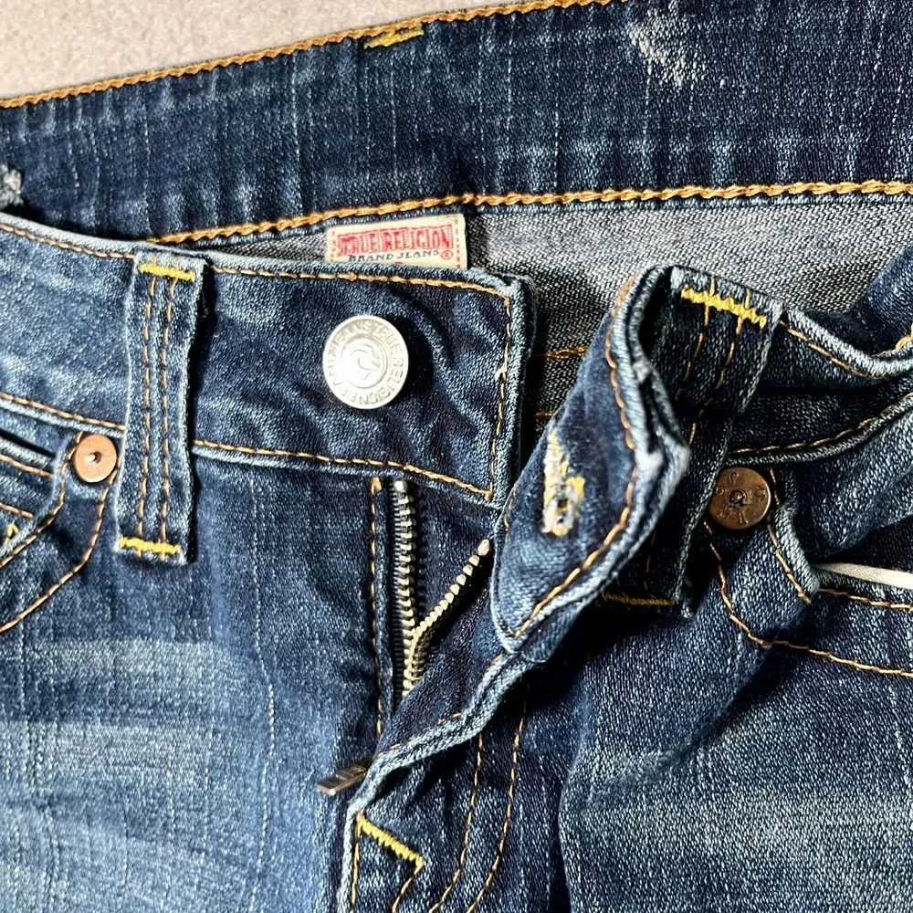 True Religion Johnny Jean Men 31 Blue Denim Stretch Medium Wash Straight Outdoor